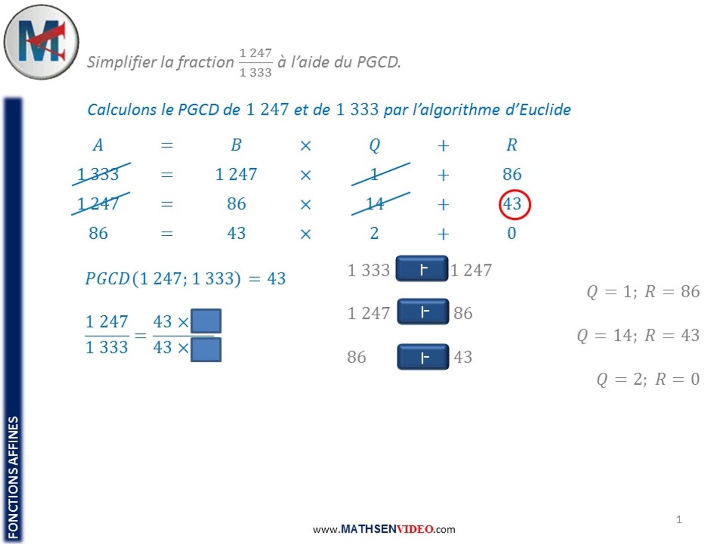 Comment Simplifier Une Fraction 5ème Exercice: Simplification de fraction avec le PGCD - Vidéo Dailymotion