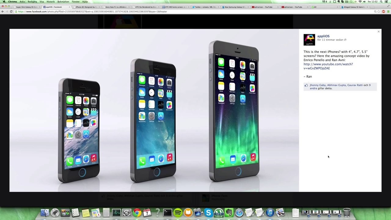 NEW Big iPhone 6 4.7  vs. iPhone 6 5.5  vs. iPhone 5S 4  Fantastic Concept 2014