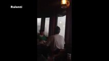 Violent Wave destroying a restaurant! So so violent!