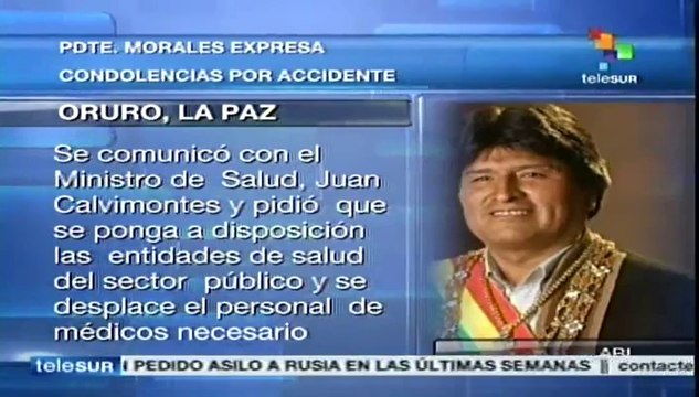 Morales envía pésame a familiares de muertos en el carnaval de Oruro