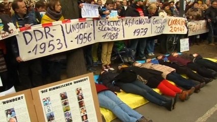 Protests outside Russian embassies in Germany, Latvia and the United States