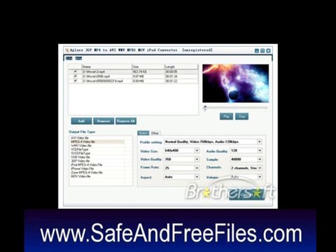 Aglare 3GP MP4 to AVI WMV MPEG MOV iPod Converter 4.9 Full Version with Crack Download For Mac