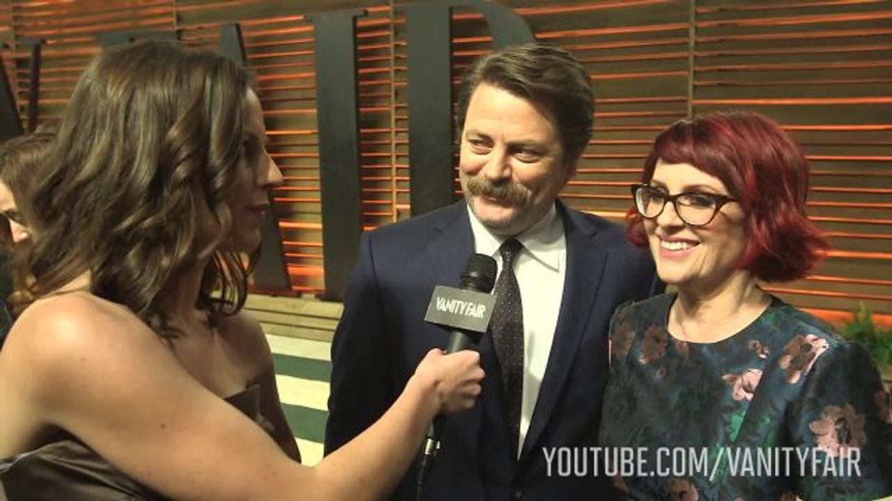The Vanity Fair Oscar Party - Megan Mullally and Nick Offerman on the One Party They Go To Every Year