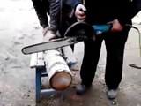 Build a chain saw with a grinder.. Crazy Guys!!!