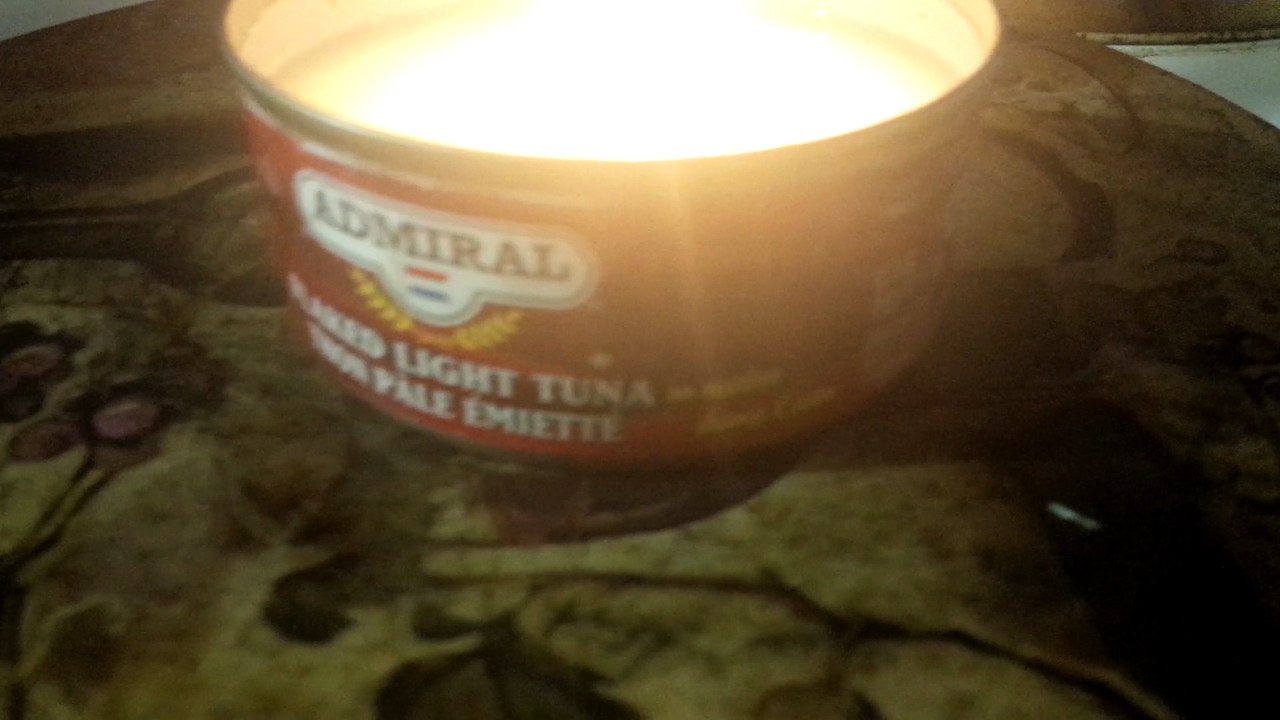Video Blog - Bacon (pork) fat candle made for emergencies really smells like bacon! Monday March, 3, 2014 from my blackberry's webcam