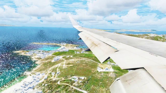 FSX British Boeing 767 Landing @ Mykonos ( Wing ) ( HD )