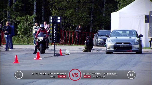 Nissan GT-R Switzer R850 vs Suzuki Hayabusa