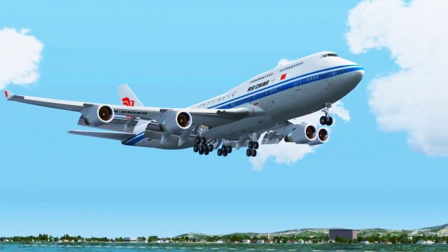 FSX Air China Boeing 747 Landing @ San Francisco ( Outside ) ( HD )