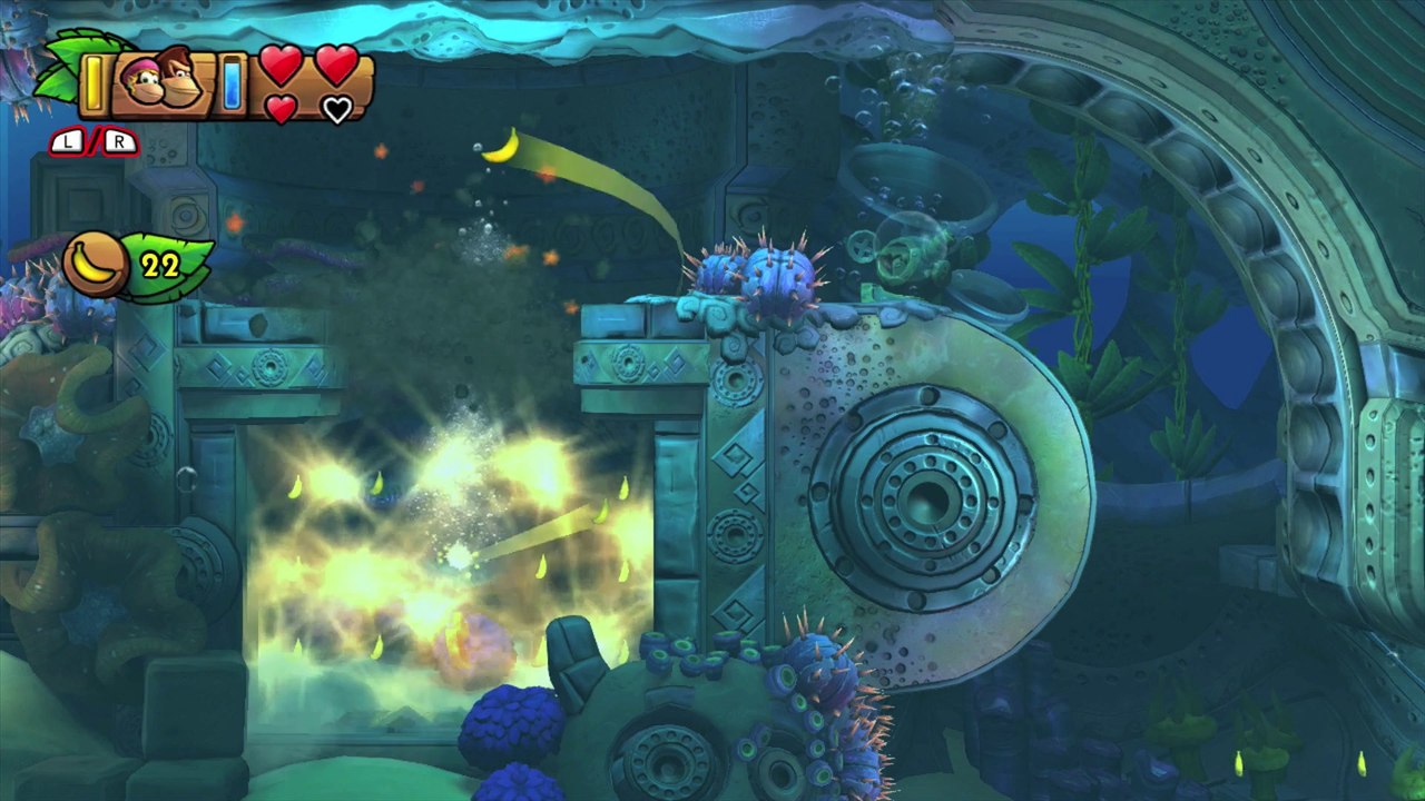 Donkey Kong Country: TF. Santuario Sumergido 4-1 - Gameplay - 100% puzzles,letras y salida secreta