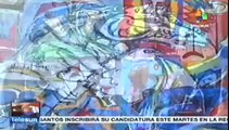 Artistas cubanos realizan un mural gigante en honor a Hugo Chávez