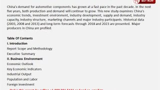 Automotive Components Markets in China