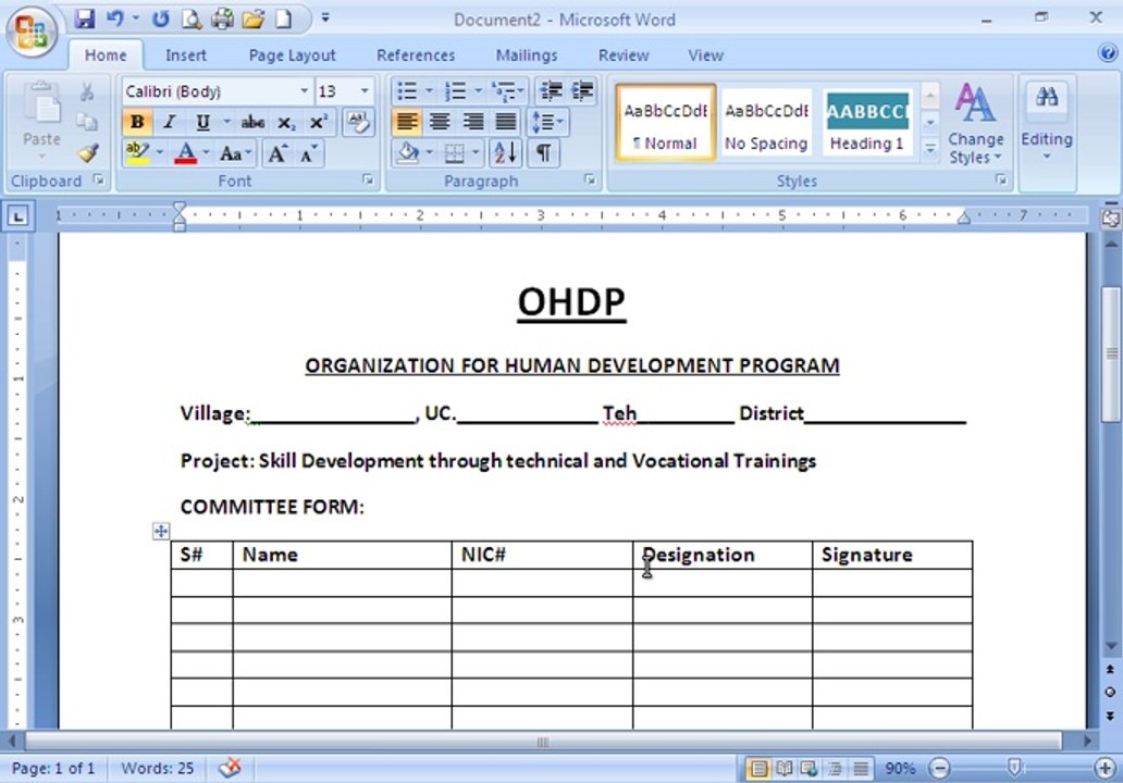 Committee Format ohdp