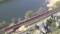 Züge bei Oberhammerstein am Rhein, Re482, BR189, BR101, 3x BR185, 2x BR143, 4x BR425