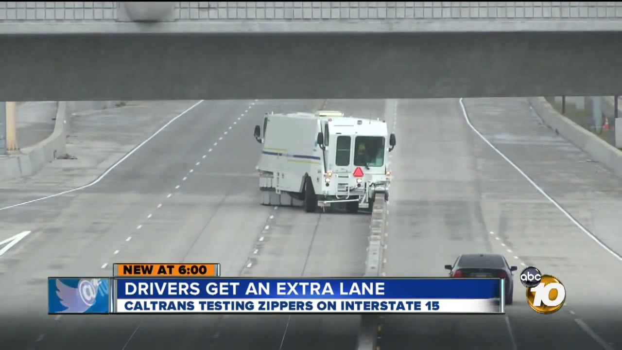 Drivers to get extra lane during rush hour | Caltrans testing barrier transfer machines on I-15