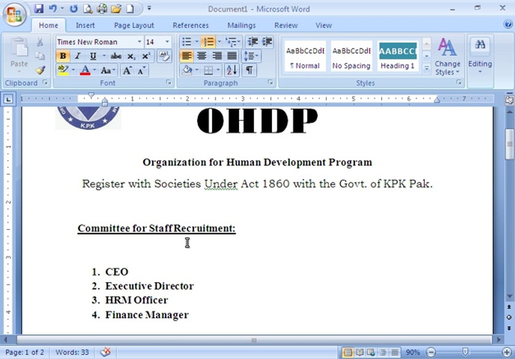 Staff Recruiment ohdp