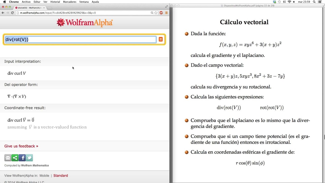 20 Curso WolframAlpha. Cálculo vectorial