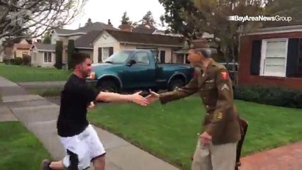 Emotional tribute to US army Veteran by marathoners!