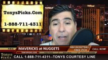 Denver Nuggets vs. Dallas Mavericks Pick Prediction NBA Pro Basketball Odds Preview 3-5-2014