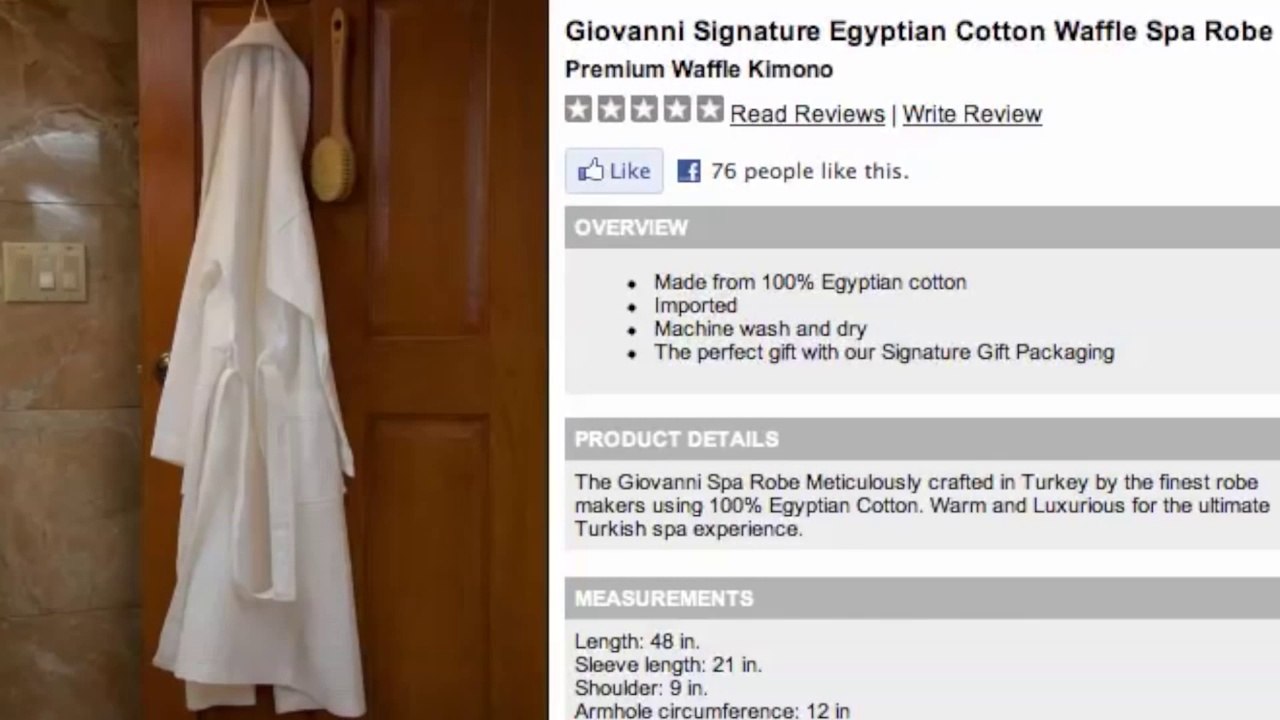 Giovanni Signature Egyptian Cotton Waffle Spa Robe - Luxor Linens