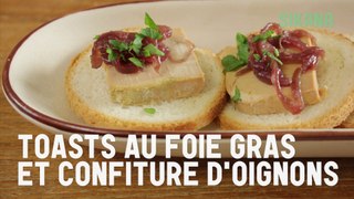 Toasts au foie gras et confiture d'oignons