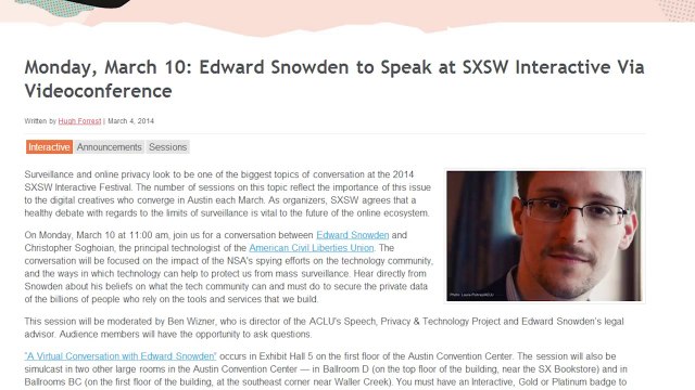 Snowden speaks at SXSW, GabeN AMA, DirectX 12 - Netlinked Daily