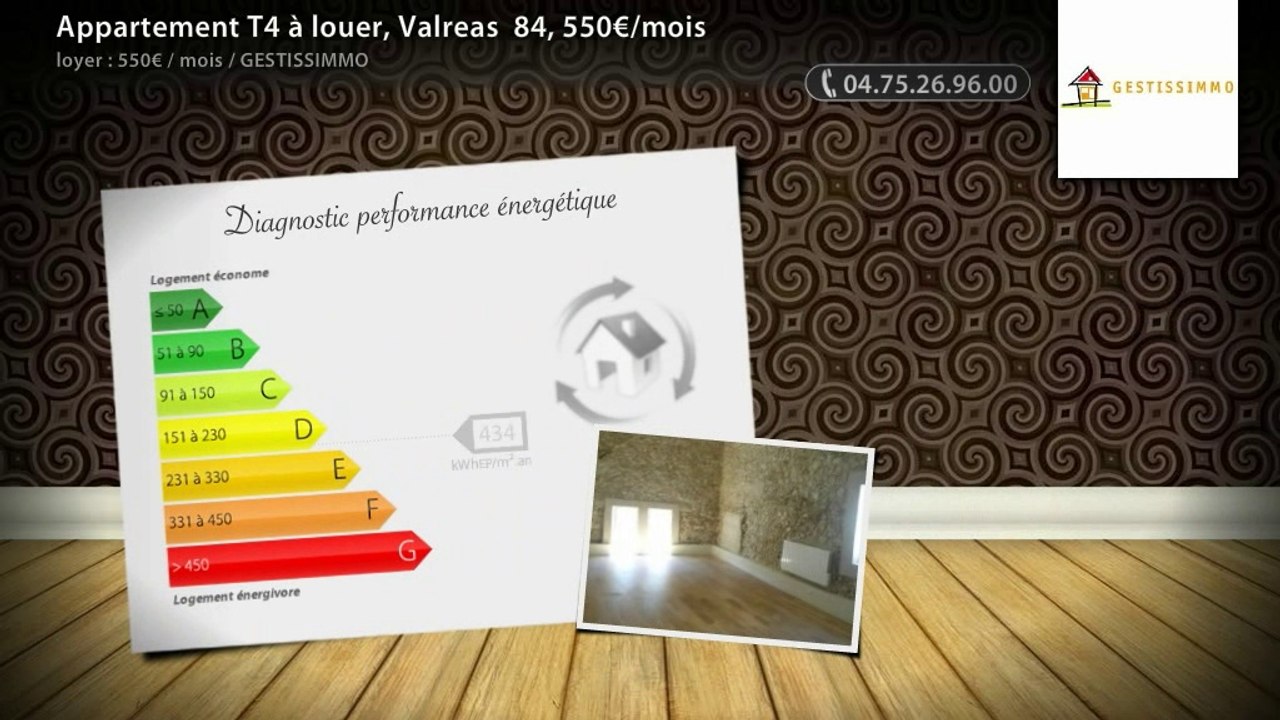 Appartement T4 à louer, Valreas  84, 550€/mois