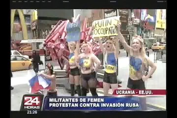 Ucrania: militantes de grupo Femen protestaron frente al parlamento de Crimea