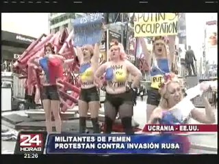 Ucrania: militantes de grupo Femen protestaron frente al parlamento de Crimea