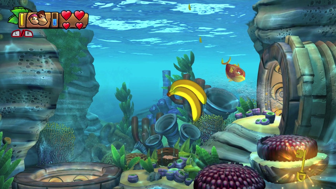Donkey Kong Country: TF. Laberinto acuático 4-B - Gameplay - 100% puzzles y letras