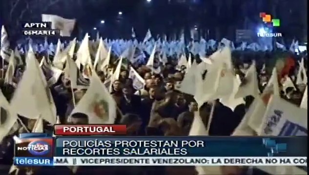 Policías portugueses protestan en Lisboa por recortes salariales