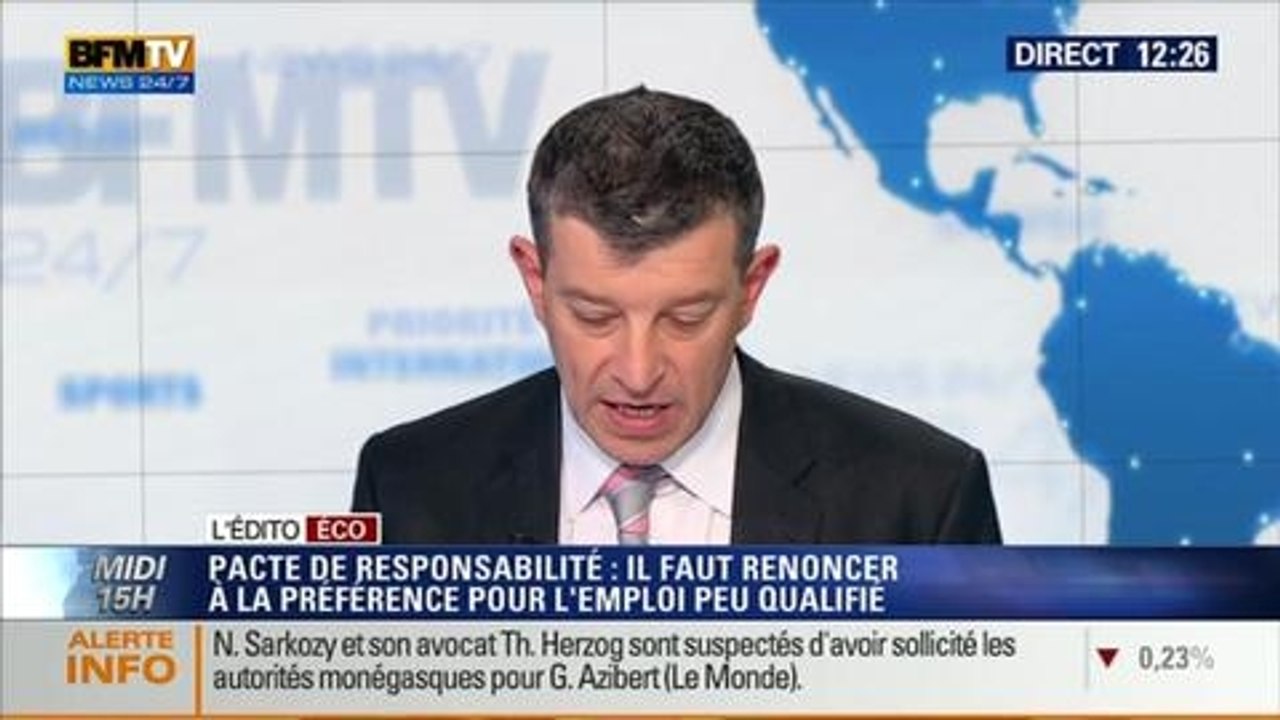L'Édito éco de Nicolas Doze: Pacte de responsabilité: Cibler les bas salaires, "on ne peut ne pas faire que ça !" - 07/03