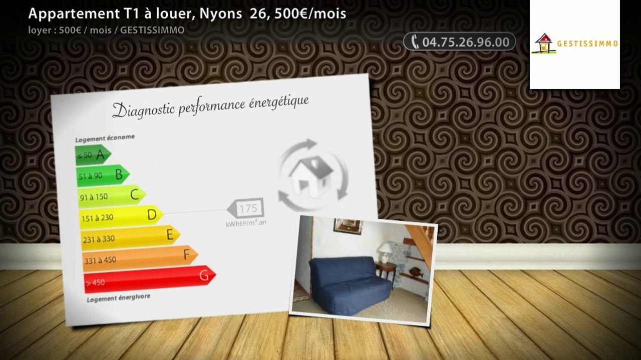 Appartement T1 à louer, Nyons  26, 500€/mois
