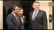 British Prime Minister Gordon Brown greets Pakistan's President Asif Ali Zardari