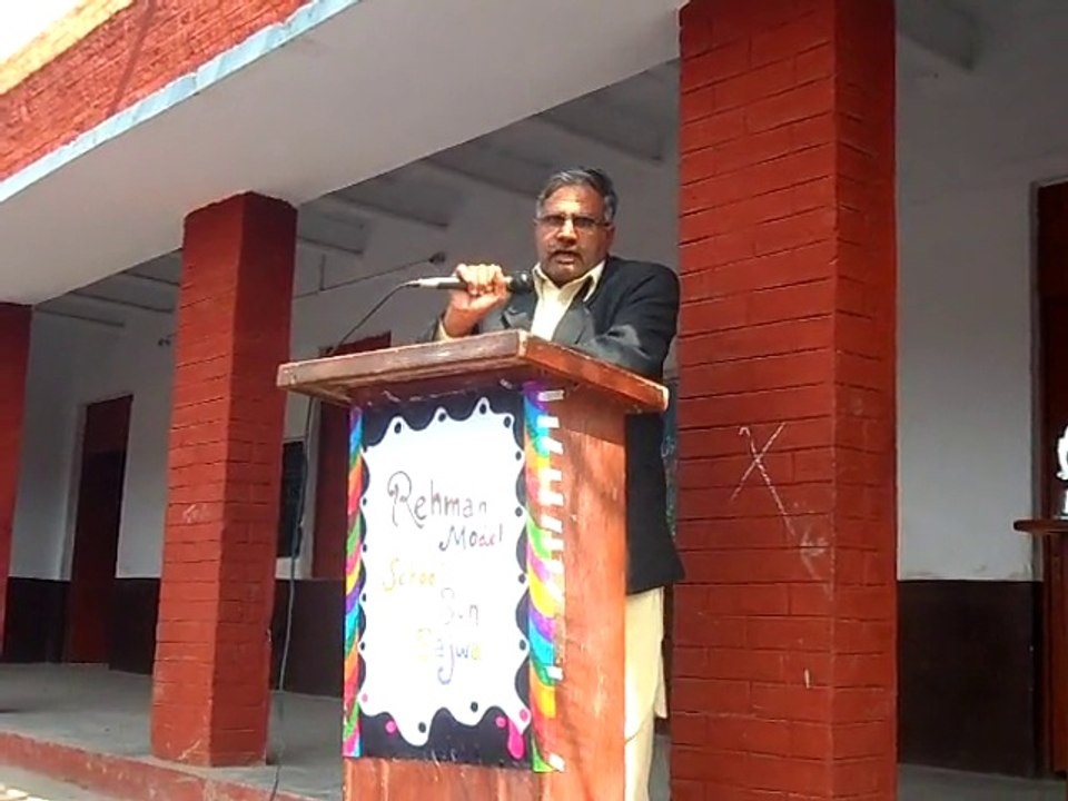 Muhammad Asghar Khan Principal Govt. College For Elementary Teachers Training Pasrur is Addressing at Rehman Model School