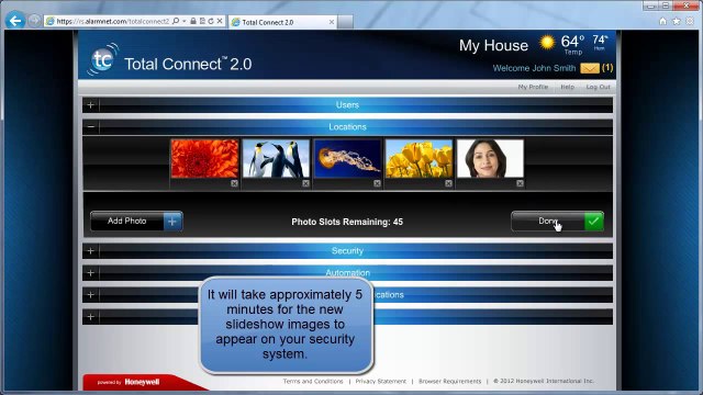 Honeywell Total Connect 2.0: Editing Locations