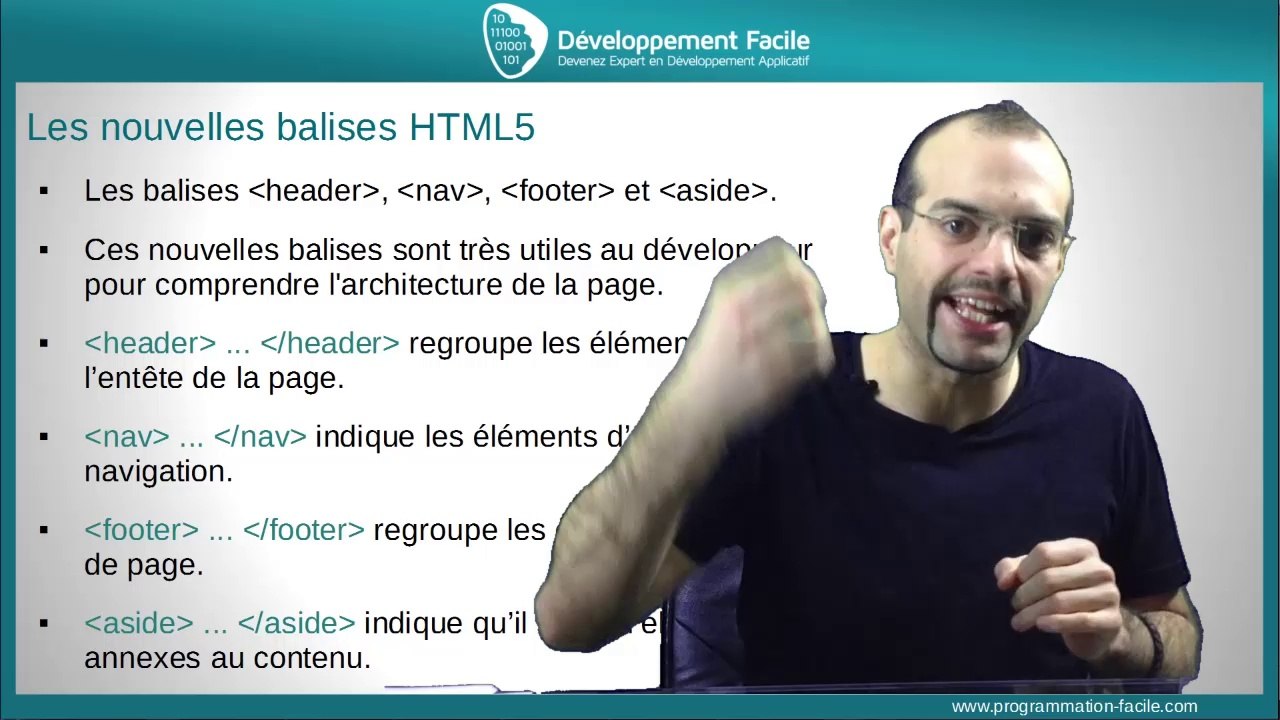 decouvrez les nouvelles balises HTML5 header section nav footer
