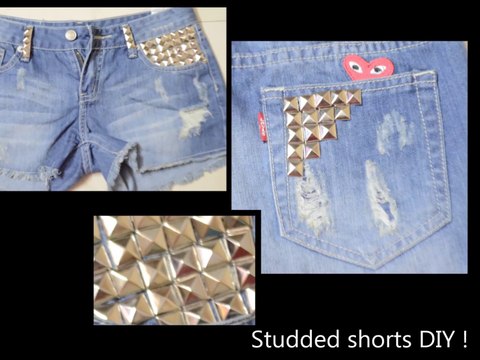 DIY studded Shorts + Dresslink Review - Studs for shorts denim Levis studded shorts tutorial