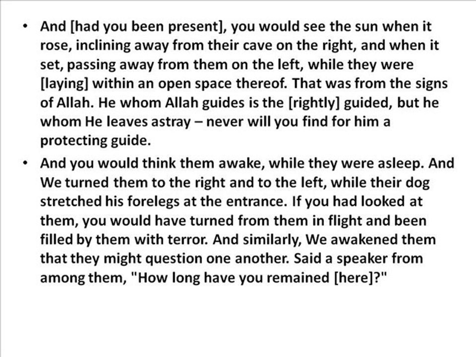 From Kahf Surah & Hadith-People of Cave Story