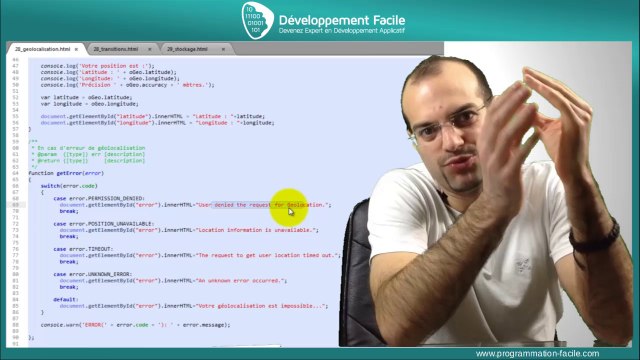 comment creer des transistions et menu avec la geolocalisation avec HTML5 JavaScript