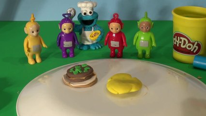 Play Doh Teletubbies and the Cookie Monster Chef , we make a Big Mac and Large Fries from Play Doh l