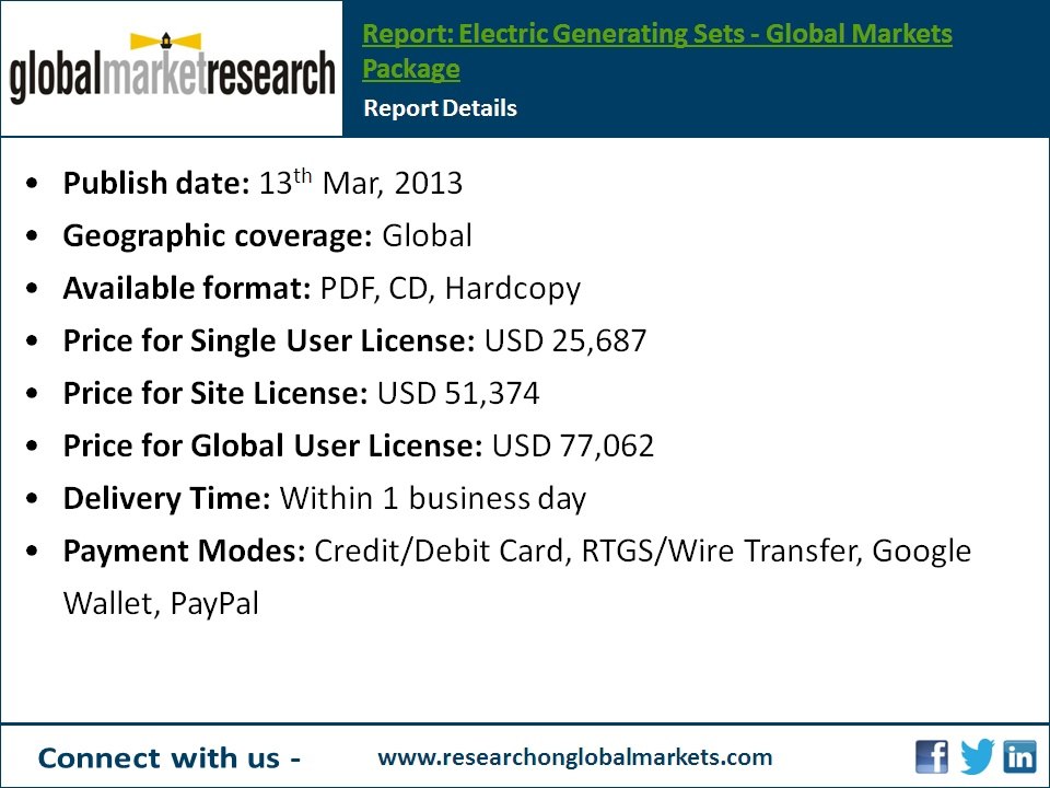 Electric Generating Sets - Global Markets Package