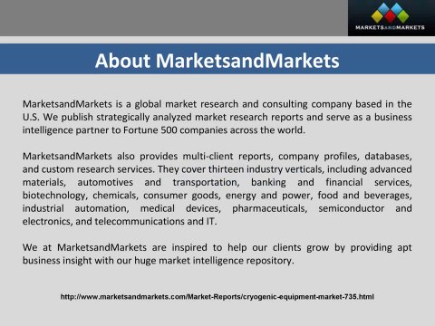 Cryogenic Equipment Market Poise $17.1 Billion in 2017