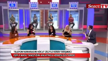 Telefon numarasını vücut diliyle veren yarışmacı