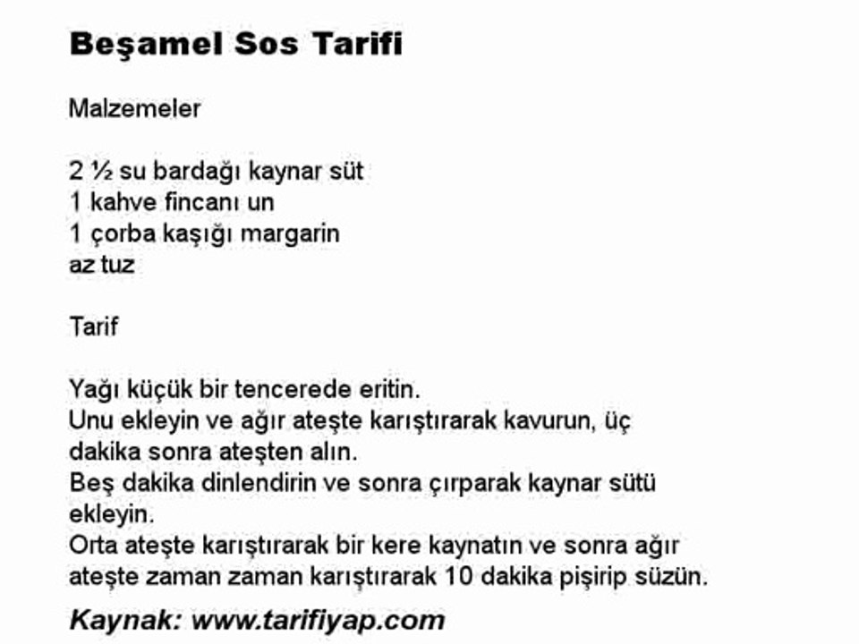 Beşamel Sos Tarifi