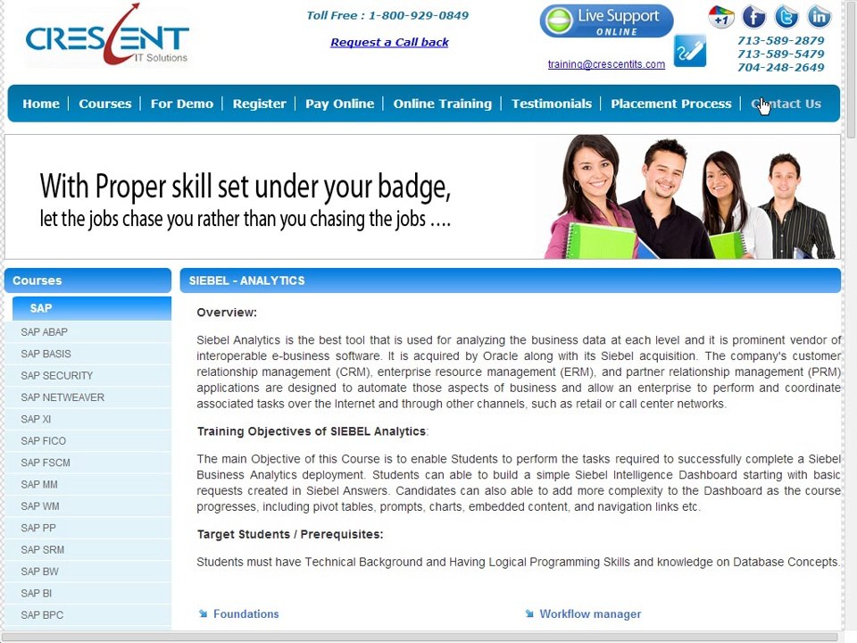 SIEBEL ANALYTICS Course - SIEBEL ANALYTICS Online Training and Placement