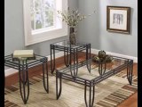 FurnitureMaxx Matrix 3 in 1 Accent Table Set w Black Metal Frame, Coffee & 2 End Table Sets