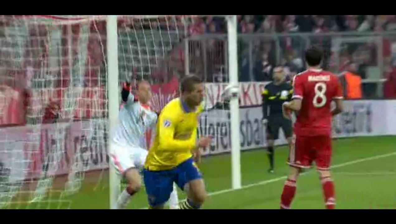 Bayern Munich vs  Arsenal (1-1) Goal Podolski - 11-03-14