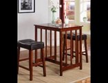 Roundhill 3-Piece Counter Height Dining Set with Saddleback Stools