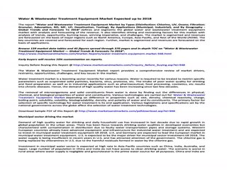 Water & Wastewater Treatment Equipment Market Forecast 2018