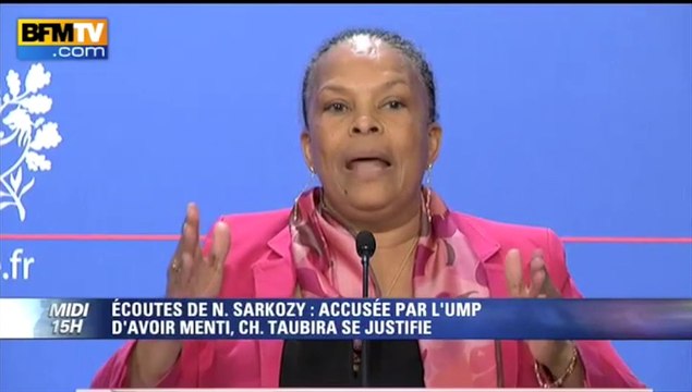 Sarkozy : Taubira martèle qu'elle n'a pas menti mais concède un malentendu